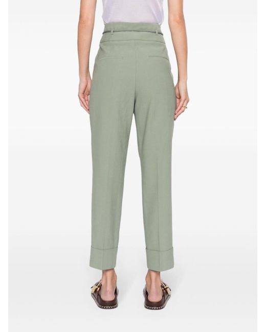 Peserico Green High-waist Cropped Trousers