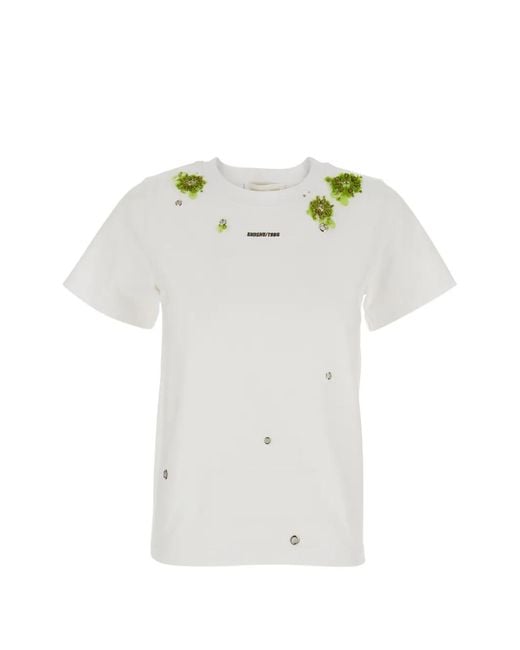 ShuShu/Tong White Eyelet-Embellished T-Shirt