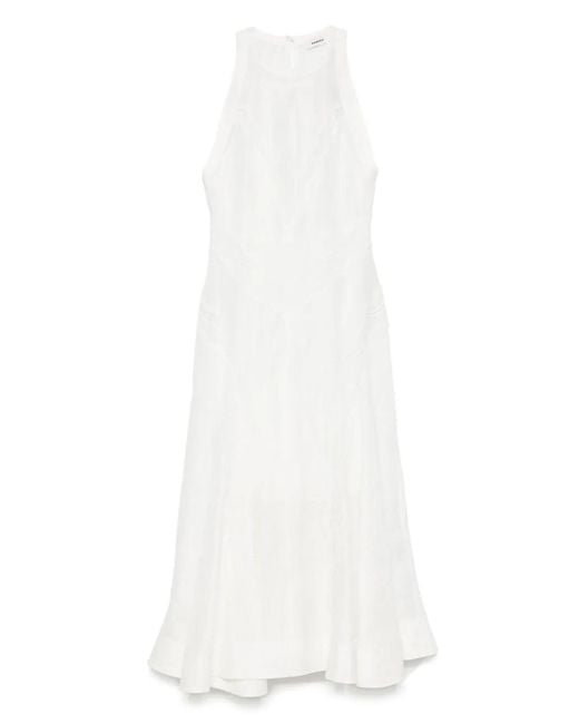 Sandro White Lace-Detail Midi Dress