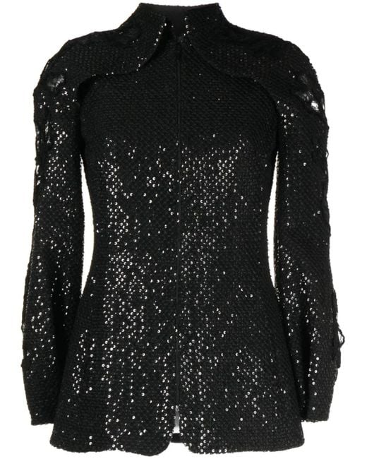 Saiid Kobeisy Black Sequin Ripped Jacket