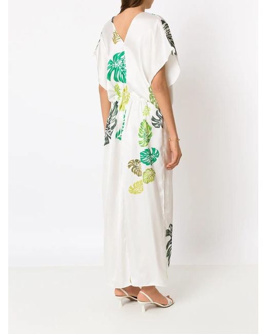 Amir Slama Green Palm Leaf-Print Beach Dress