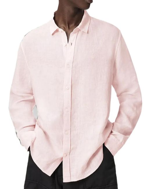 AllSaints Pink Button-Down Shirt for men