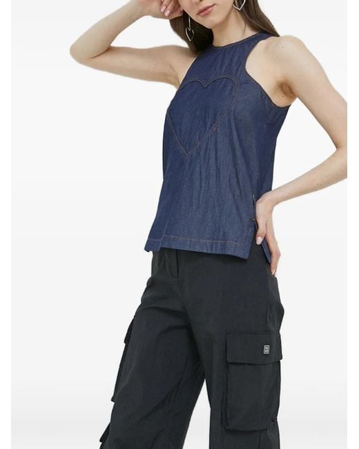 Love Moschino Blue Heart-Motif Top
