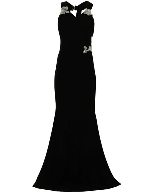 Cristallini Black Sequin-Embellished Maxi Dress