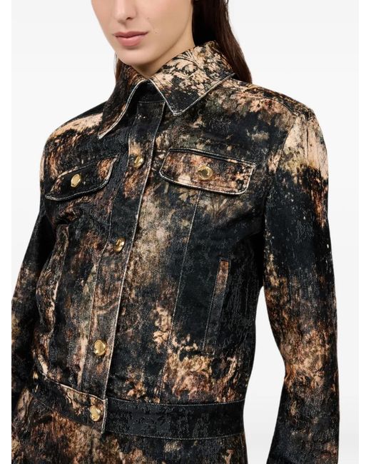 Roberto Cavalli Black Button-Up Denim Jacket