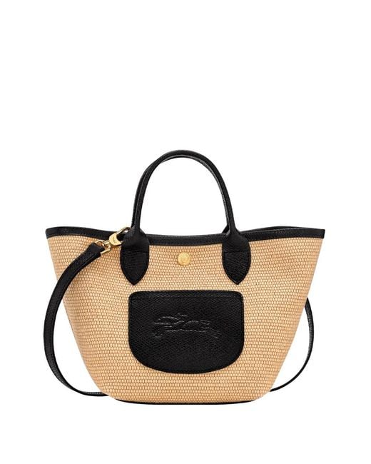 Longchamp Black Le Pliage Xs Logo-Embossed Woven Tote Bag