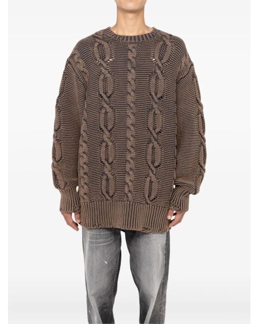 KAMIYA Brown Cable Knit Sweater for men