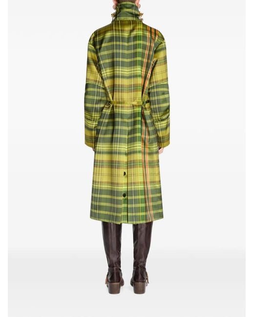 Dries Van Noten Green Oversized Checked Coat