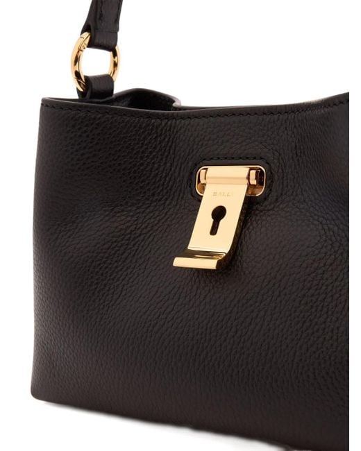 Bally Mini Lock Me Grained-leather Tote Bag Black