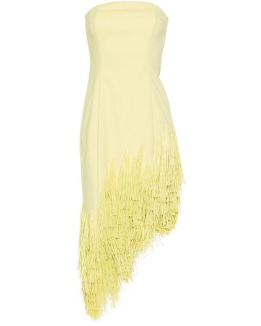 Cult Gaia Yellow Libby Fringed Midi Dress