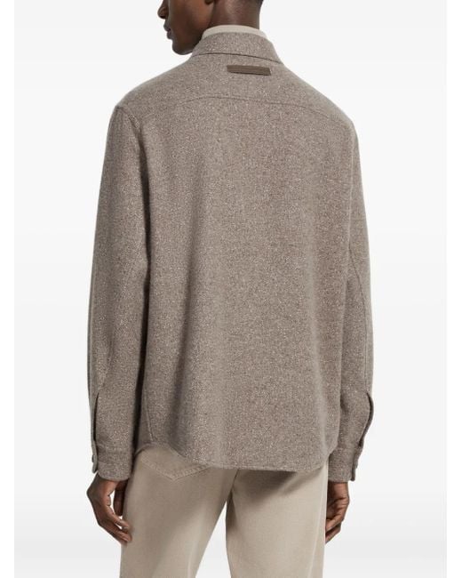 メンズ Zegna カシミアシルク オーバーシャツ Brown
