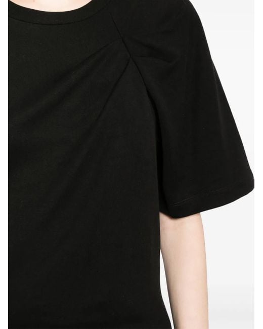 IRO Black Gathered Wide-Sleeve T-Shirt