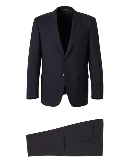 Canali Blue Peak-Lapel Double-Breasted Suit for men