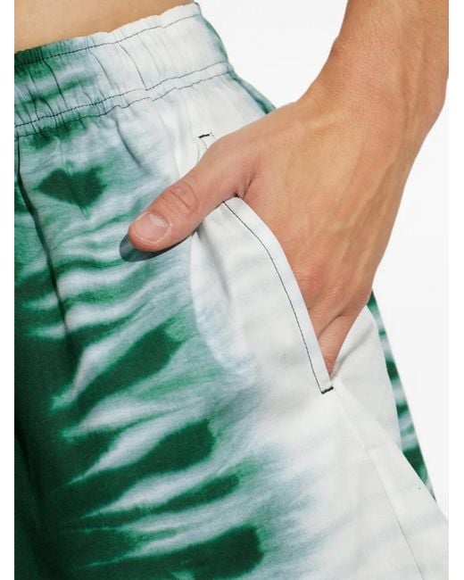 Balenciaga Green Tie-Dye Cotton Shorts for men