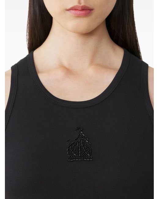 Lanvin Black Mother And Daughter Bead-Embellished Tank Top