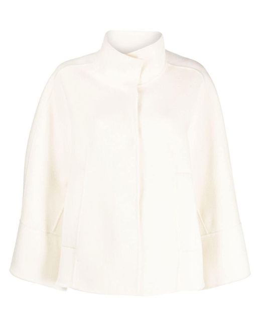 Paltò White Wool-blend Wide-sleeve Jacket
