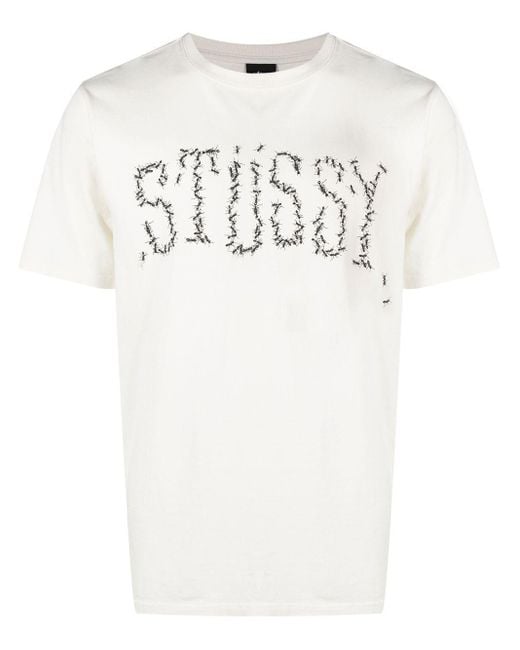 Camiseta con logo y hormigas Stussy de hombre de color White