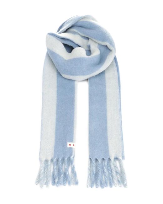 Marni ストライプ ニットスカーフ Blue