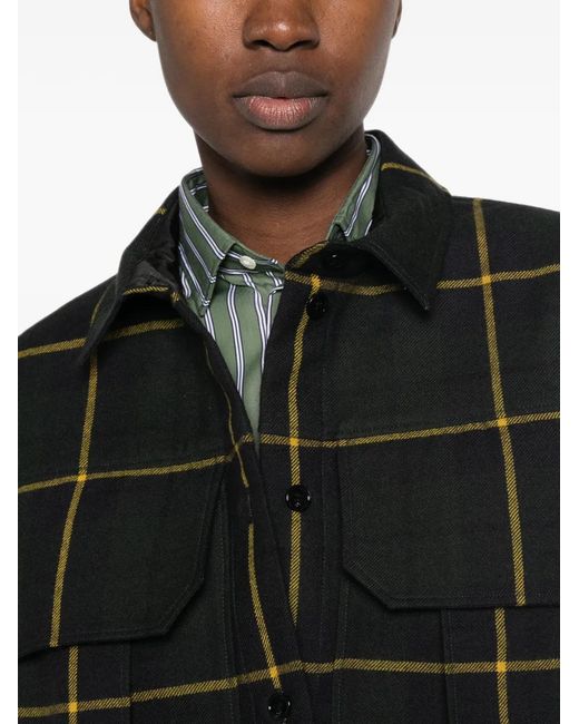 Patou Black Check-Pattern Flap-Pocket Shirt