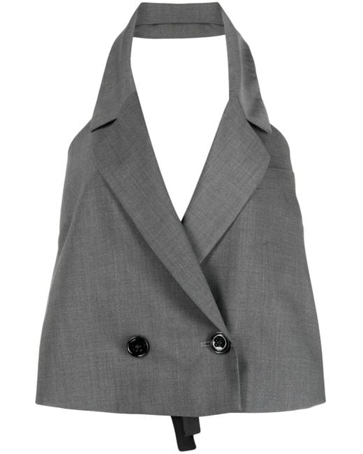 Dorothee Schumacher Gray Button-Up Halterneck Waistcoat