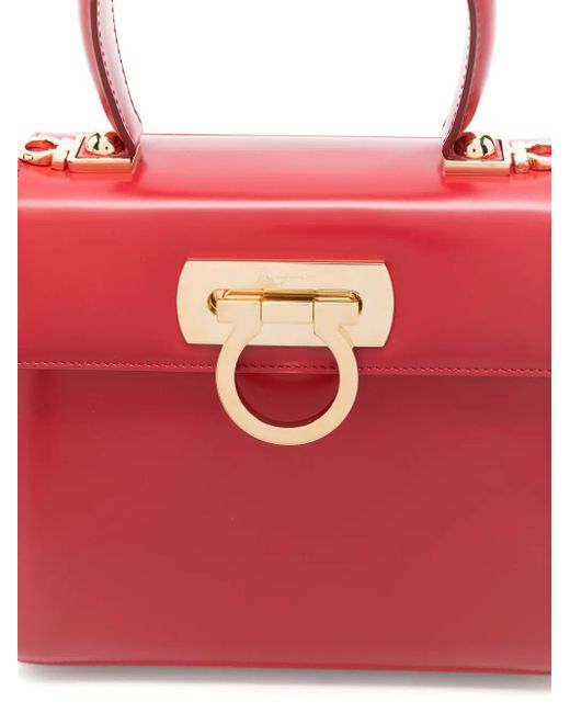 Ferragamo Red Iconic Top Handle S Tote Bag