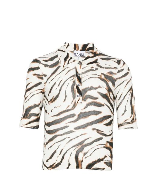 Ganni White Polo Shirt