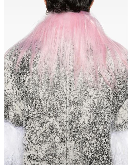 The Attico Pink Shearling-Inserts Suede Jacket