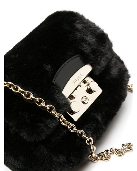 Furla Mini Metropolis Fauxfur Crossbody Bag in Black Lyst
