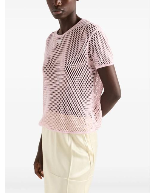 Prada メッシュ Tシャツ Pink