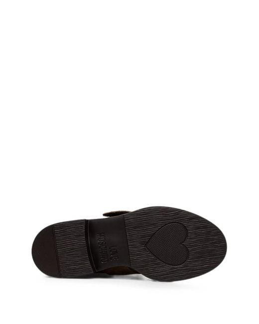 Love Moschino Brown Logo-Lettering Touch-Strap Boots