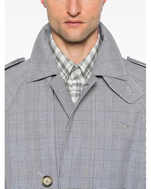 Manteau Ceinturé À Carreaux Lacoste pour homme en coloris Gray