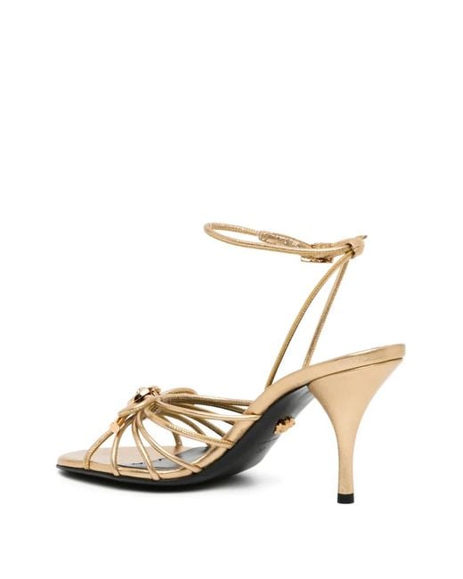 Versace Opera Bow Metallic Sandals 85 Mm