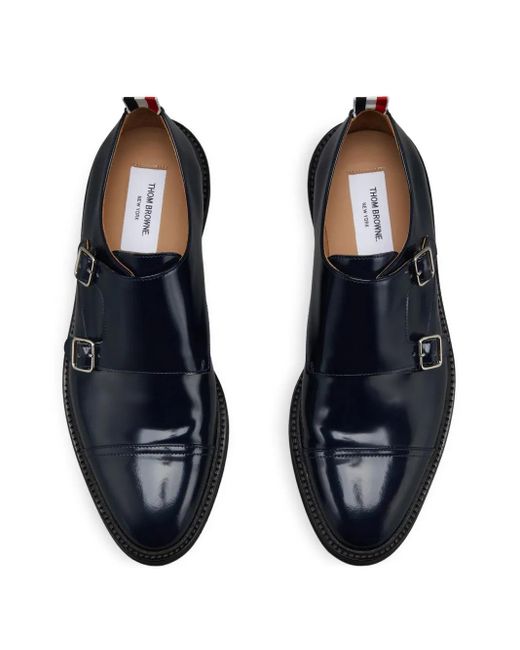 Thom Browne Black Soft Spazzolato Oxford Double Monkstrap Shoes for men