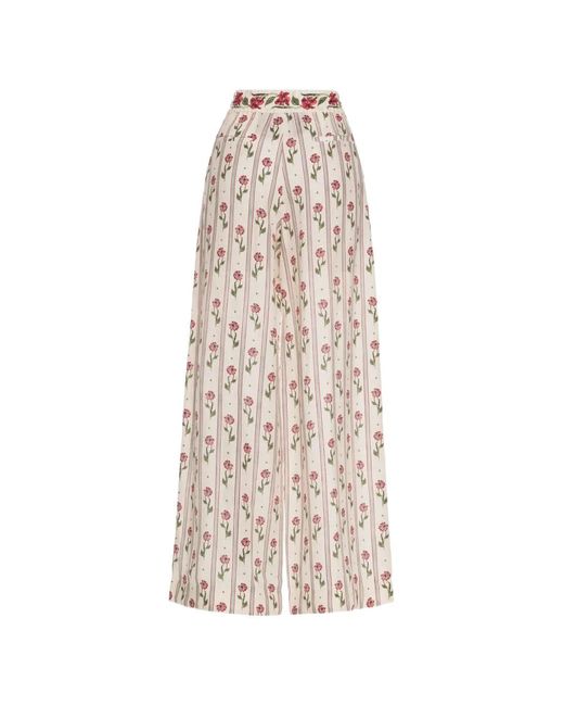Agua Bendita White Tota Quebrada Floral Print Trousers