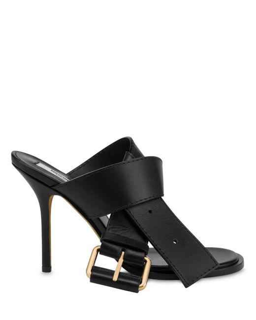 Moschino Black Decorative-Buckle Mules
