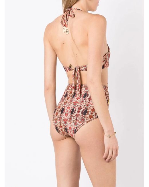 Amir Slama Pink Floral-Print Halterneck Bikini