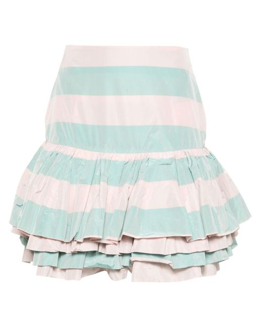 ODEEH Striped Taffeta Mini Skirt Blue