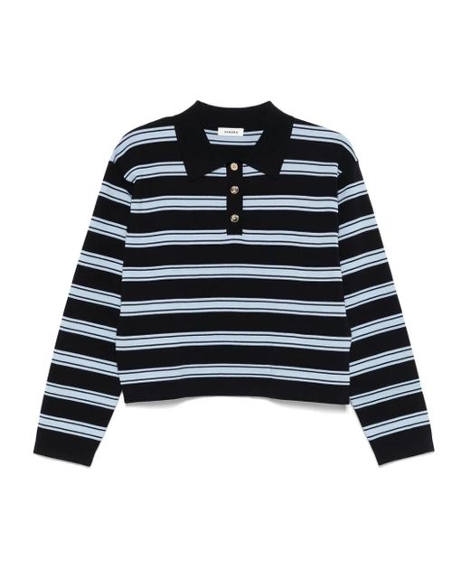 Sandro Gestreepte Polotop in het Black