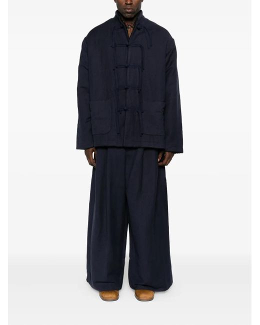 Uma Wang Blue Knotted-Front Jacket for men