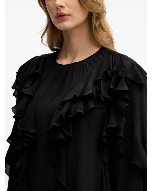Sisley Black Ruffled Blouse