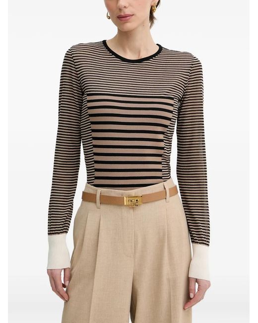 Elisabetta Franchi Natural Horizontal-Stripe Sweater