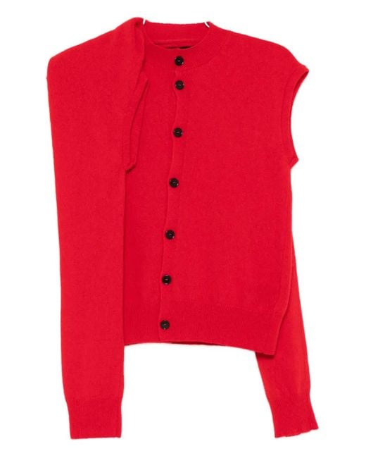 ALAINPAUL Red Button Cardigan