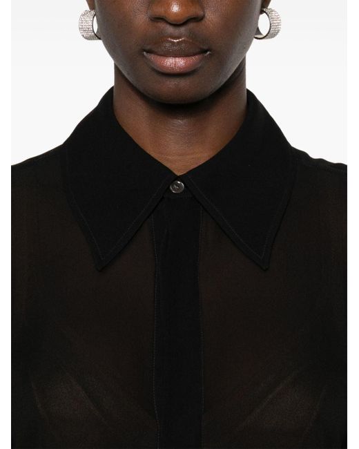 AMI Black Georgette-crepe Silk Shirt