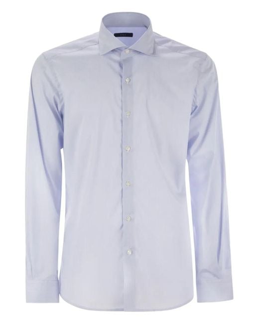 Fay Blue Buttoned Long-Sleeve Shirt for men