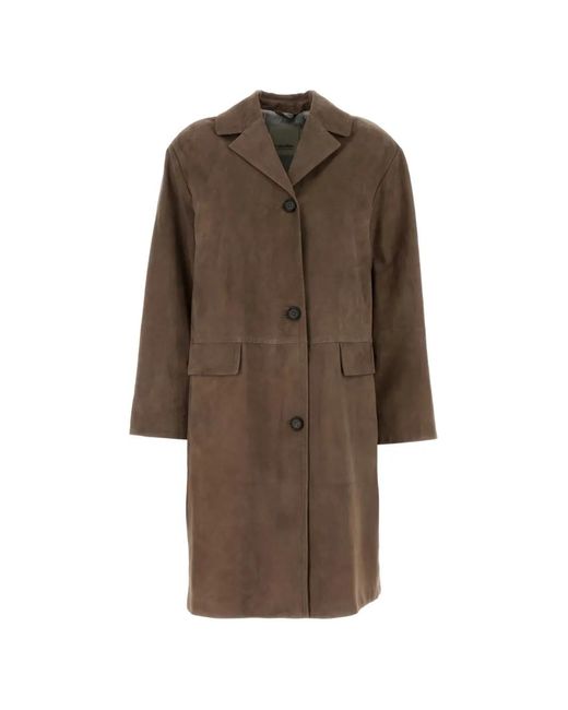 Max Mara Brown S Maxmara Dove Suede Ortensia Coat