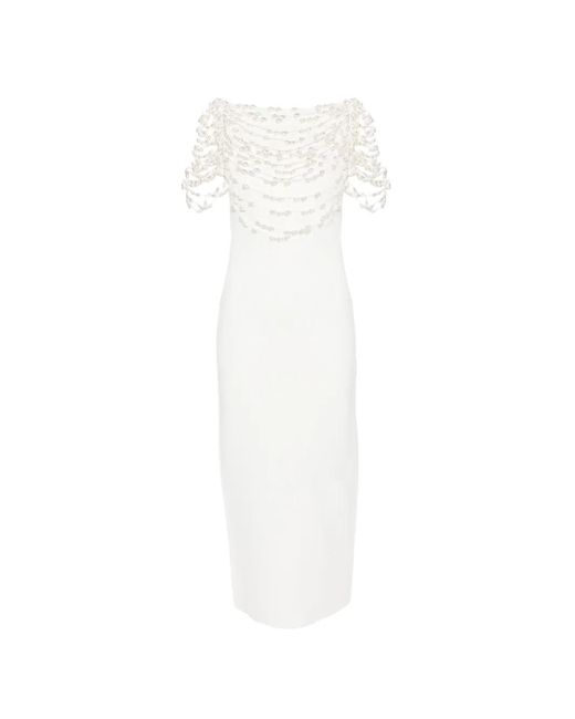 Cult Gaia White Meri Beaded Midi Dress