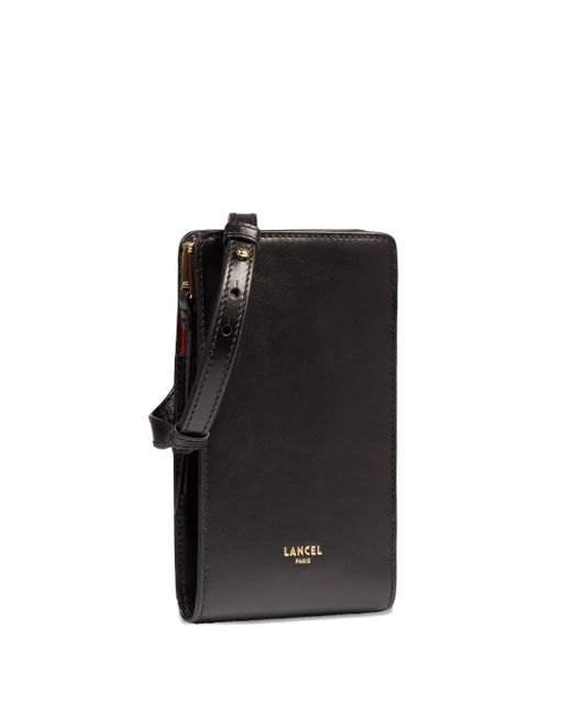 Lancel Black Origami Zip-Top Leather Bag