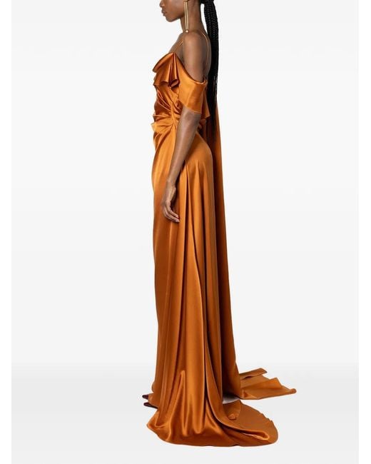 Roksanda Brown Lysa Ruffled Draped Maxi Dress