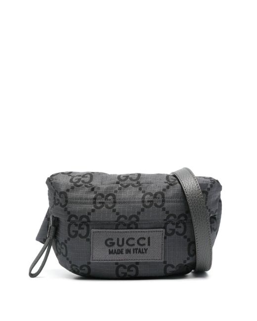 Gucci Gray GG-Damier Logo-patch Belt Bag for men