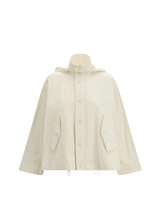 Fabiana Filippi Natural Hooded Button-Up Parka Coat
